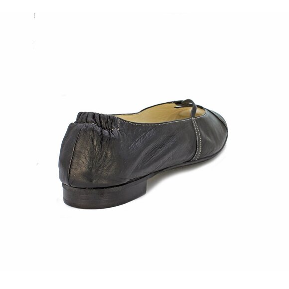 Attilio Giusti Leombruni Black Leather Front Strap Ballet Flats:Size EU41/US11 - Picture 3 of 7